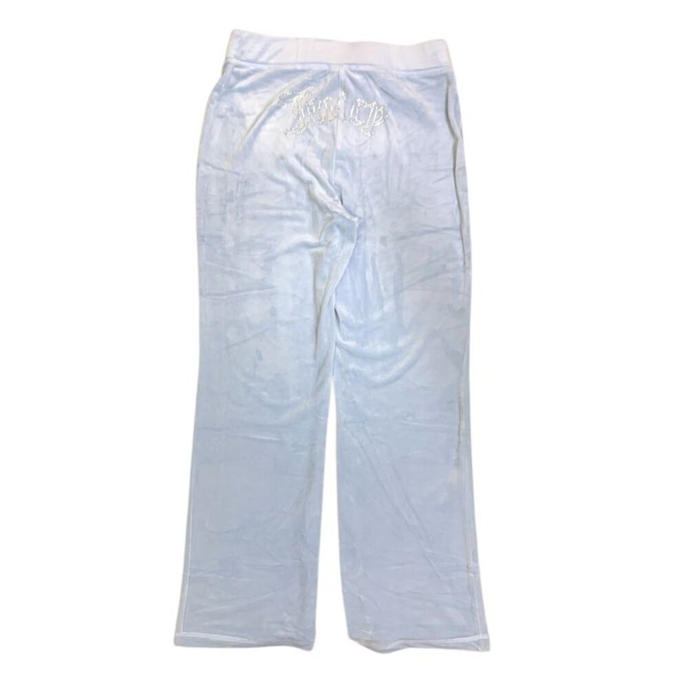 Juicy Couture Velour Pant, Elastic Waistband with Rhinestone Logo - Light Blue - Picture 2 of 2